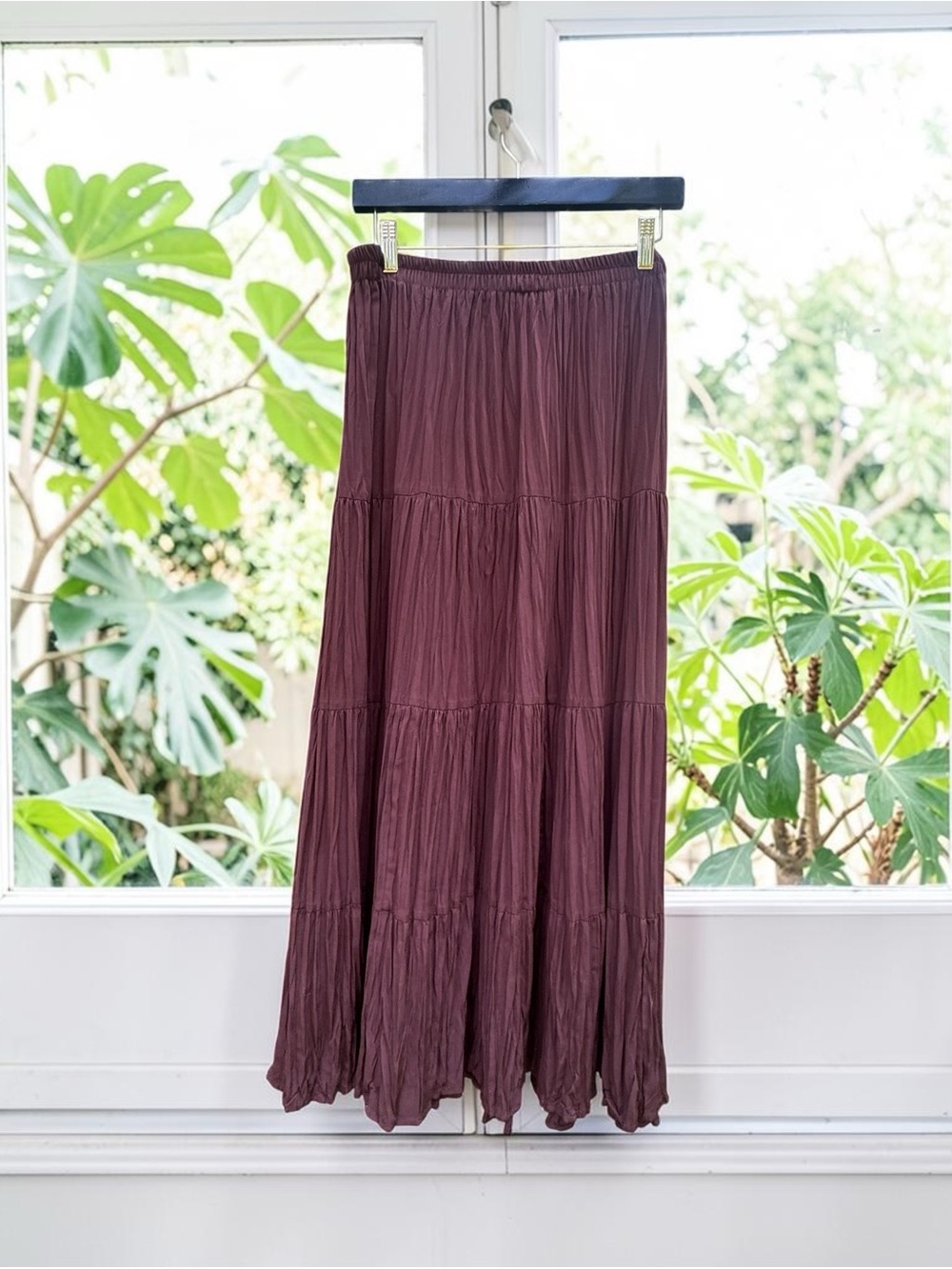 Women’s Vintage SCOTT TAYLOR Brown Tiered Bohemian Festival Maxi Skirt Sz M